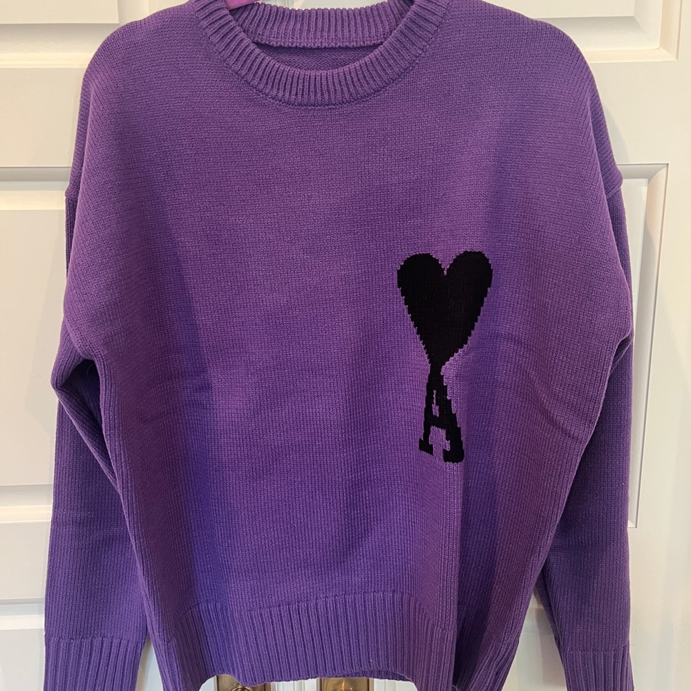 Ami Paris style like purple 100% wool sweater